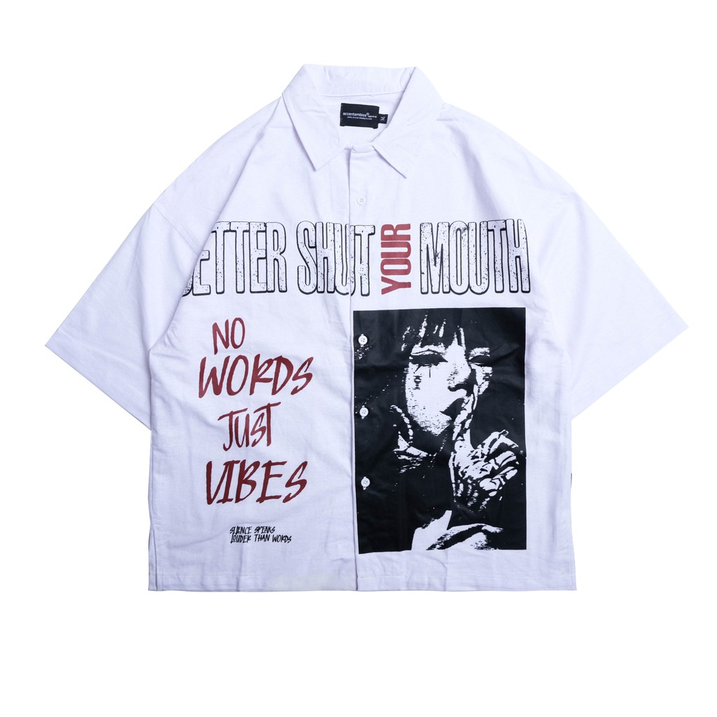 AccentAmbios Kemeja Lengan Pendek BetterShutYouMouth White