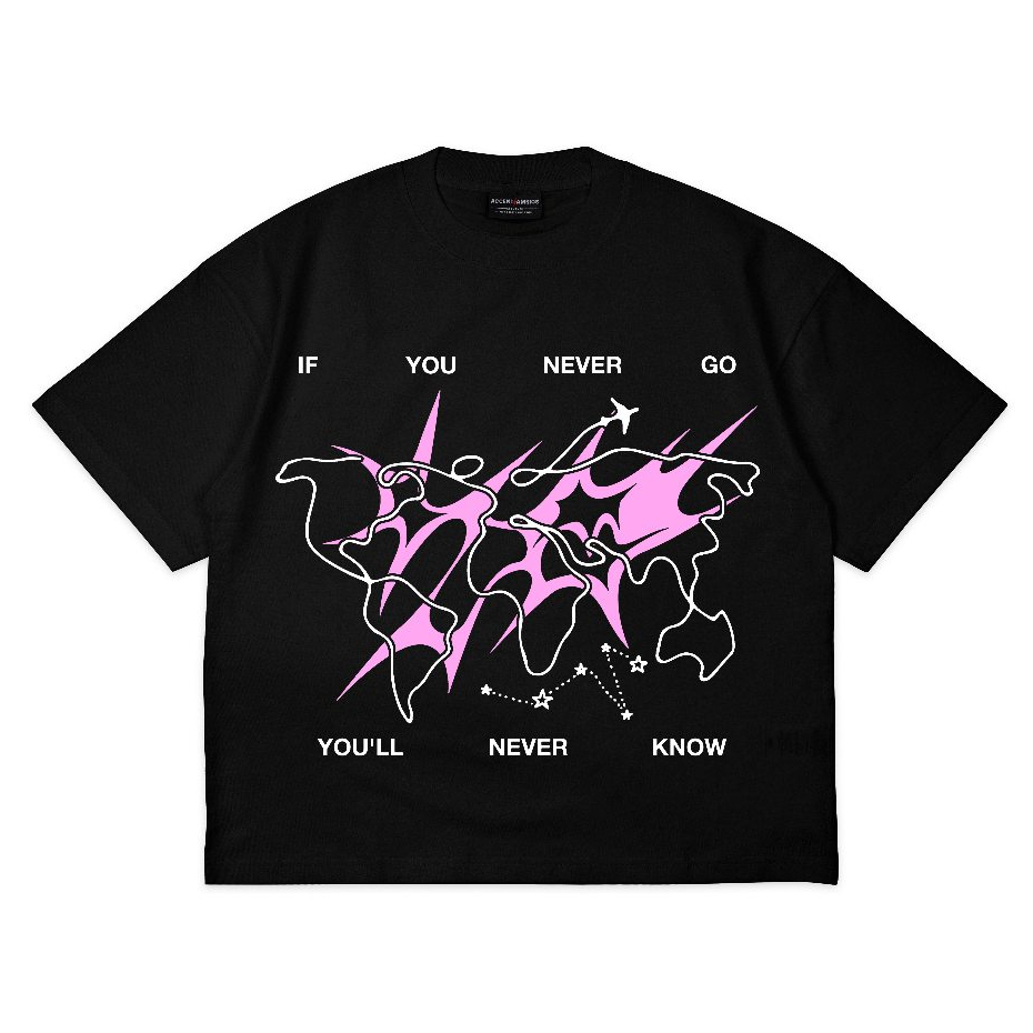 AccentAmbios Boxy Oversized Tshirt You'll Never Know Black Unisex - Cotton Combed 20s