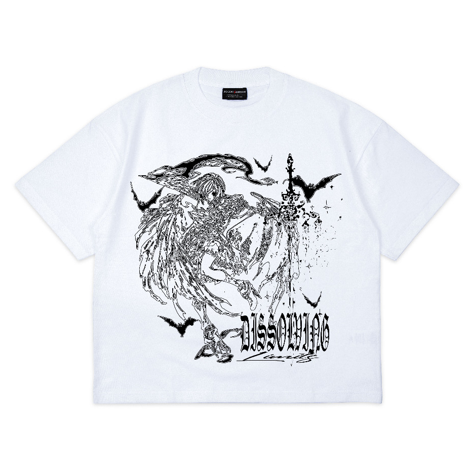 AccentAmbios Boxy Oversized Tshirt Dissolving White Unisex - Cotton Combed 20s