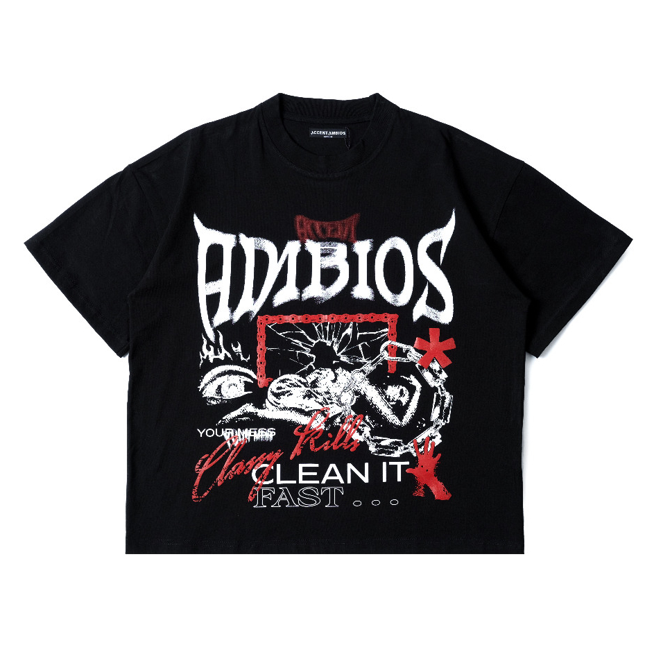 AccentAmbios - 16s Boxy Tshirt Heavyweight 225gsm Clean It Fast Black