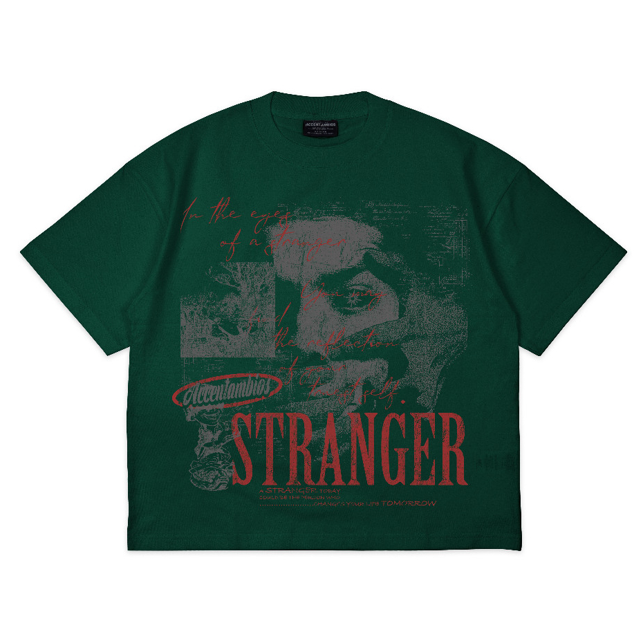 AccentAmbios Boxy Oversized T-Shirt Green Stranger Unisex - Cotton Combed 20s