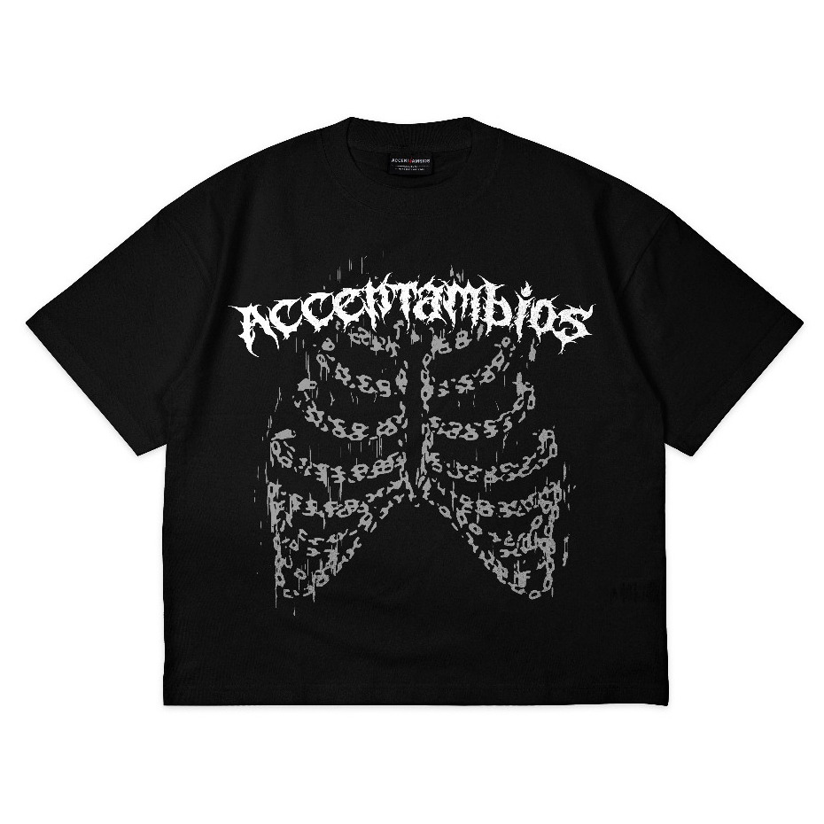 AccentAmbios Boxy Oversized T-Shirt To The Bone Black Unisex - Cotton Combed 20s