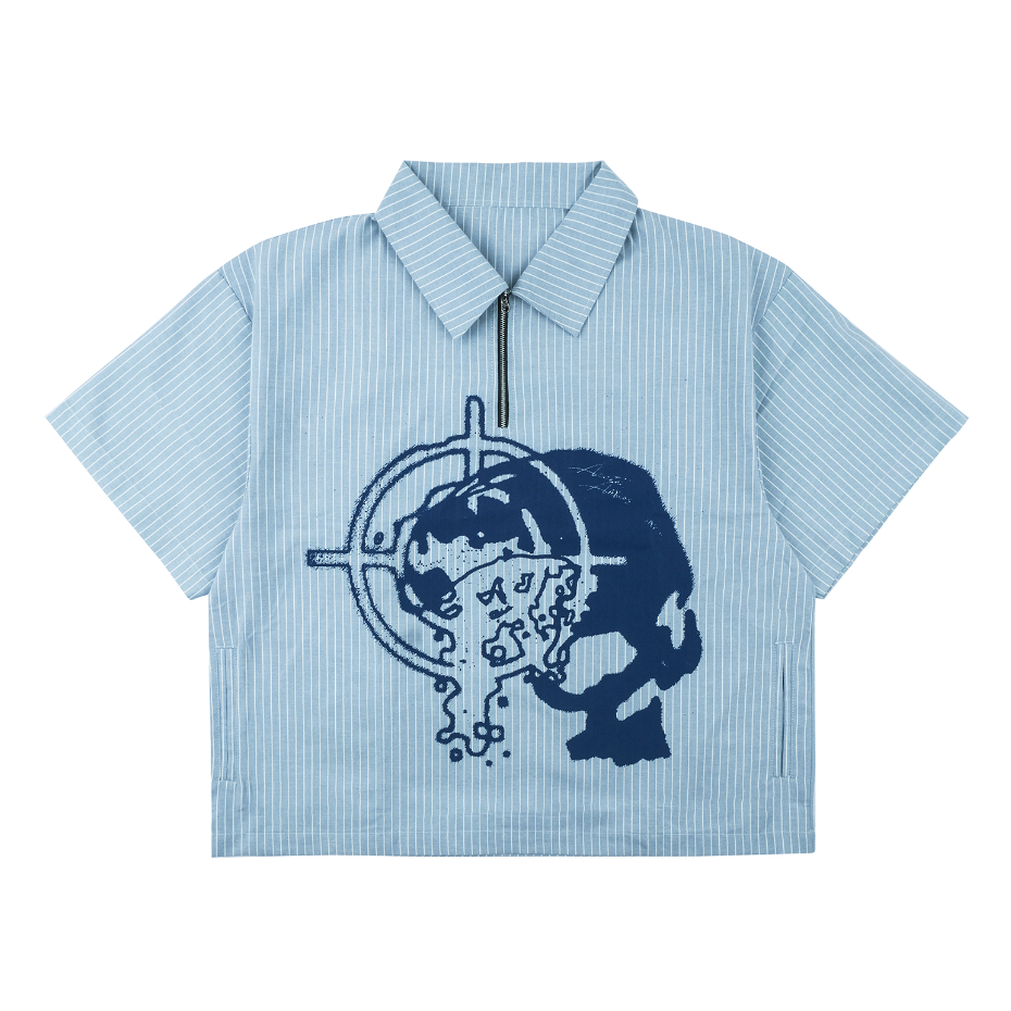 AccentAmbios - Kemeja Boxy Graphic HeadShot Blue Unisex