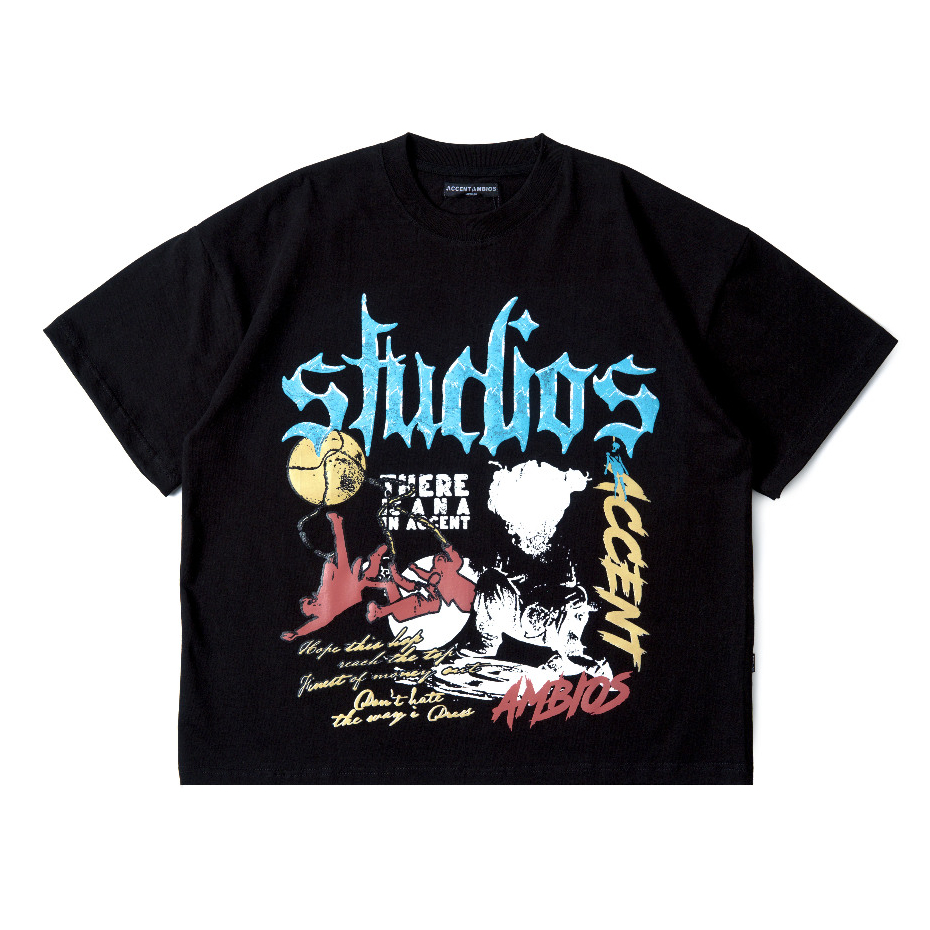 AccentAmbios - 16s Boxy Tshirt Heavyweight 225gsm AcAmb Studios Black