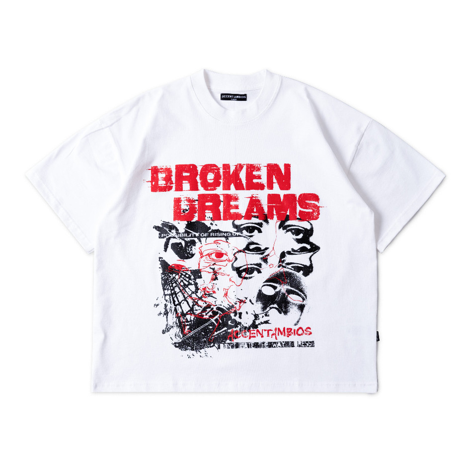 AccentAmbios - 16s Boxy Tshirt Heavyweight 225gsm Broken Dreams White