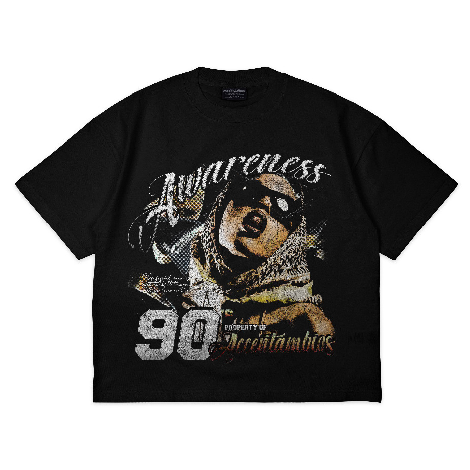 AccentAmbios - 16s Boxy Tshirt Heavyweight 225gsm Awareness Black
